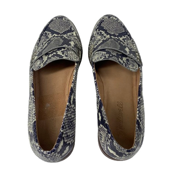 MADEWELL Grey & Black Embossed Snakeskin Alex Loafers - Picture 8 of 12